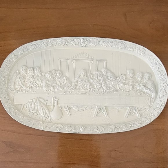 Vintage Ajax Last Supper Painted Brass Wall Hanging Easter Made in Japan - Picture 2 of 11